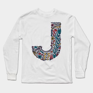 Tropical Letter J Long Sleeve T-Shirt